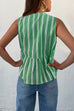 Moxidress Crewneck Sleeveless Striped Ruffle Bow Top