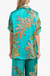 Moxidress Roll Up Short Sleeves Shirt and Wide Leg Pants Printed Satin Set