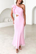 Moxidress Frill One Shoulder Sleeveless Cut Out Maxi Dress