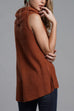 Moxidress Cowl Neck Side Slit Sleeveless Sweater Vest