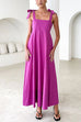 Moxidress Bow Shoulder Empire Waist Swing Maxi Cami Dress