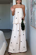 Moxidress Polka Dot Strapless Top and Wide Leg Palazzo Pants Set