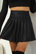 Moxidress High Waist Faux Leather Pleated Mini Skirt