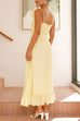 Moxidress Spaghetti Strap Frill Trim Tie Bow Maxi Dress