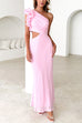 Moxidress Frill One Shoulder Sleeveless Cut Out Maxi Dress