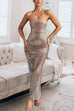 Moxidress Strapless Back Slit Rhinestone Bodycon Maxi Party Dress