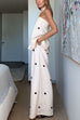 Moxidress Polka Dot Strapless Top and Wide Leg Palazzo Pants Set