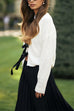 Moxidress V Neck Bow Tie Front Elegant Sweater