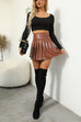 Moxidress High Waist Faux Leather Pleated Mini Skirt