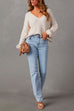 Moxidress Raw Hem Distressed Straight Leg Denim Pants