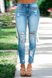 Moxidress Distressed Raw Hem Ripped Skinny Jeans