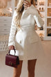 Moxidress Mockneck Long Sleeves Waisted Mini Dress