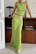 Moxidress Cowl Neck Sweater Top and Elastic Waist Maxi Skirt Set