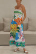 Moxidress Spaghetti Strap High Waist Tropic Print Maxi Holiday Dress