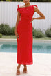 Tie Knot Shoulder Side Slit Maxi Dress