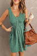 Moxidress V Neck Button Down Sleeveless Waisted Dress