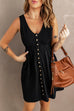 Moxidress V Neck Button Down Sleeveless Waisted Dress