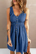 Moxidress V Neck Button Down Sleeveless Waisted Dress