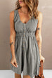 Moxidress V Neck Button Down Sleeveless Waisted Dress