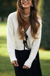 Moxidress V Neck Bow Tie Front Elegant Sweater