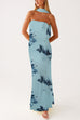 Moxidress Strapless Tube Floral Print Bodycon Maxi Dress