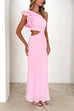 Moxidress Frill One Shoulder Sleeveless Cut Out Maxi Dress