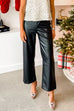 Moxidress One Button Straight Leg Faux Leather Pants