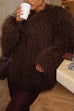 Moxidress Open Front Winter Faux Fur Teddy Coat