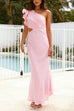 Moxidress Frill One Shoulder Cut Out Waist Maxi Dress