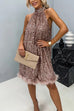 Moxidress Halter Sleeveless Feather Hem Sequin Dress