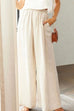 Moxidress Elastic Waist Pocketed Wide Leg Cotton Linen Pants