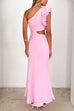 Moxidress Frill One Shoulder Sleeveless Cut Out Maxi Dress