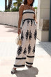 Moxidress Halter Smocked Tube Wide Leg Printed Jumpsuit