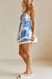 Moxidress Seashell Print Strapless Ruffle Tube Top and Wrap Mini Skort Set