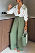 Drawstring Waist Palazzo Wide Leg Pants