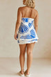 Moxidress Seashell Print Strapless Ruffle Tube Top and Wrap Mini Skort Set