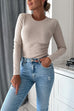 Moxidress Crewneck Solid Ribbed Knit Fitted Top(5 Colors Available!)