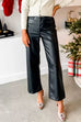 Moxidress One Button Straight Leg Faux Leather Pants