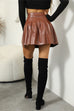 Moxidress High Waist Faux Leather Pleated Mini Skirt