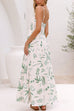 Adjustable Strap Tiered Palm Cactus Print Maxi Dress