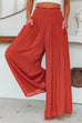 Moxidress Smocked Elastic Waist Pleated Wide Leg Pants