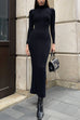 Moxidress Mockneck Long Sleeves Bodycon Knit Maxi Dress