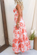 Back Lace-up Floral Print Ruffle Maxi Cami Dress