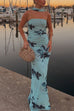 Moxidress Strapless Tube Floral Print Bodycon Maxi Dress