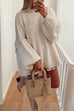 Moxidress Drop Shoulder Plain Casual Pullover Sweater