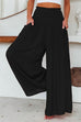 Moxidress Smocked Elastic Waist Pleated Wide Leg Pants