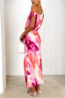 One Shoulder Waisted Tie Dye Maxi Vacation Dress