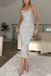 Moxidress Sparkly Sequin Bodycon Midi Cami Party Dress