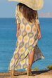 Moxidress V Neck Side Split Printed Maxi Holiday Dress