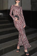 Moxidress Boat Neck Bell Sleeves Animal Print Maxi Dress